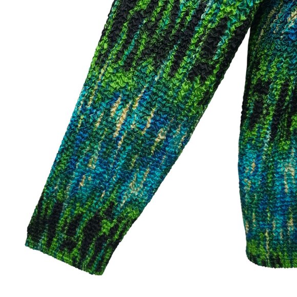 Choices Woman Reversible Jacket Size 1X Jewel Tone Abstract Pucker Knit Artsy - Picture 13 of 16